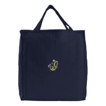 La bolsa de asas bordada mariposa floral del monog