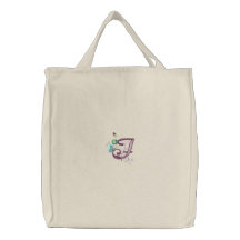 La bolsa de asas bordada mariposa floral del monog