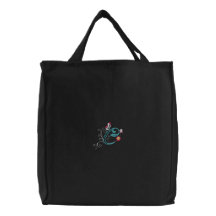 La bolsa de asas bordada mariposa floral del monog