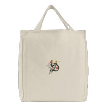 La bolsa de asas bordada mariposa floral del monog