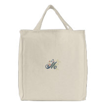 La bolsa de asas bordada mariposa floral del monog