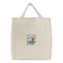 La bolsa de asas bordada Pascua feliz de la maripo