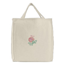 La bolsa de asas bordada Peony rosado