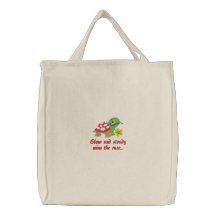 La bolsa de asas bordada tortuga
