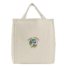 La bolsa de asas bordada vaca adorable del navidad