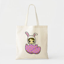 La bolsa de asas del chica de conejito de pascua