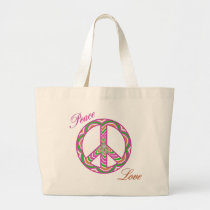 La bolsa de asas del signo de la paz de la paz y d bolsas