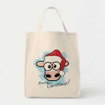 La bolsa de asas festiva de la vaca del navidad de