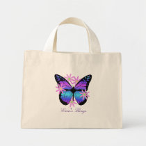 La bolsa de asas personalizada de la mariposa y de bolsas