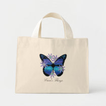 La bolsa de asas personalizada de la mariposa y de bolsas