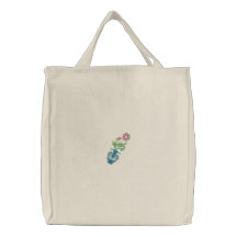 La bolsa de asas reutilizable bordada floral de la