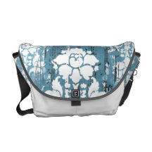 La bolsa de mensajero azul y blanca del carrito ce bolsa de mensajería