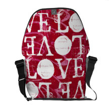 La bolsa de mensajero roja y blanca del AMOR Bolsa De Mensajeria