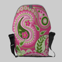 La bolsa de mensajero rosada y verde de Paisley bolsas messenger