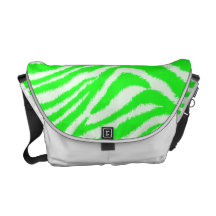 La bolsa de mensajero verde de neón de la raya de  bolsa messenger