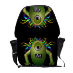La bolsa de mensajero verde del carrito del monstr bolsas de mensajeria