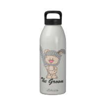 La botella de agua del novio de la diversión