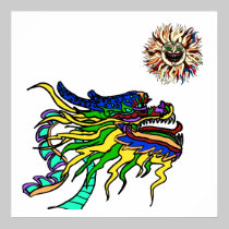 La cabeza del dragón debajo del sol loco posters