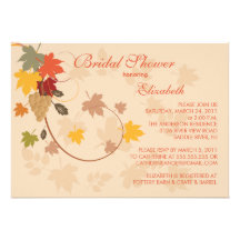 La caída deja otoño nupcial de la invitación de la