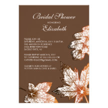 La caída deja otoño nupcial de la invitación de la