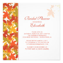 La caída deja otoño nupcial de la invitación de la