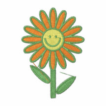 La camisa de las mujeres bordadas flor sonriente a