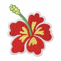 La camisa del hibisco de las mujeres bordadas flor