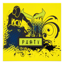 La casa ácida abstracta enrrollada DJ va de fiesta Invitaciones Personalizada