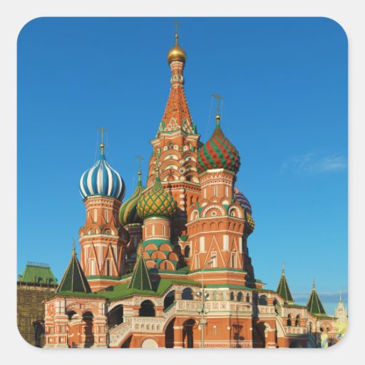 La catedral Moscú Rusia de la albahaca del santo Calcomania Cuadradas