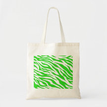 La cebra blanca de la verde lima raya estampados d bolsa