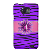 La cebra púrpura del monograma raya la margarita r galaxy s2 fundas