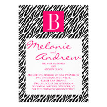La cebra rosada del monograma B raya invitaciones  Invitacion Personalizada