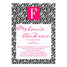 La cebra rosada del monograma F raya invitaciones  Invitaciones Personalizada