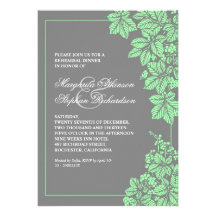 la cena gris y verde del ensayo del viñedo invita invitación