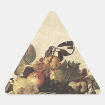 La cesta de Caravaggio de fruta Pegatinas De Triangulo