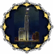 La ciudadela en el ornamento de la noche escultura fotográfica