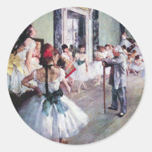 La clase de danza de Edgar Degas, ballet del vinta Pegatina Redonda