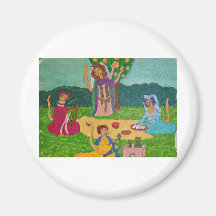 La comida campestre de las señoras iman de nevera