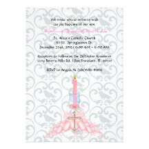 La comunión/el bautismo LINDOS rosados invita Invitacion Personalizada