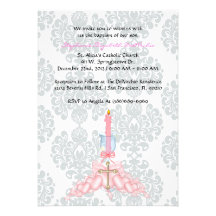 La comunión/el bautismo LINDOS rosados invita Invitación Personalizada