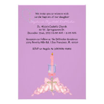 La comunión/el bautismo LINDOS rosados invita Invitaciones Personales
