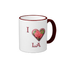 LA -- con el rosa rojo Tazas De Café