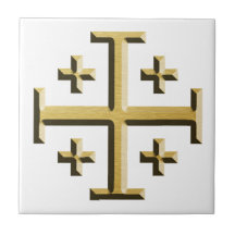 La cruz de Jerusalén - edición biselada del oro Azulejo