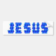 La cruz "Jesús " de la tela escocesa Etiqueta De Parachoque
