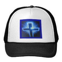 La cruz retroiluminada azul gorros  