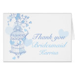 La dama de honor azul del boda del pájaro le agrad tarjetas
