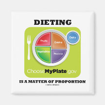 La dieta es una cuestión de proporción (el logotip imán de frigorífico
