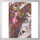 La diosa del color del pelo tienta rojo poster