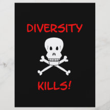 la diversidad mata al cráneo y a la bandera pirata flyer personalizado