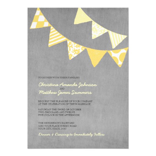 La diversión amarilla y gris señala invitaciones d comunicado